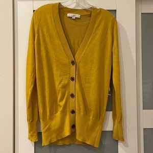 LOFT yellow button up cardigan